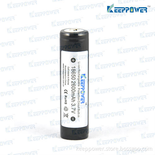 KeepPower protected 18650 li-ion battery 3.7V 2600mAh for Sanyo UR18650FM